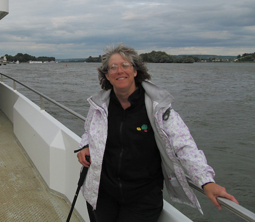 Janet on a boat